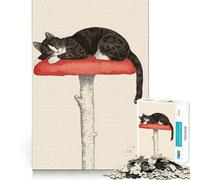 Rompecabezas difícil para Adultos Gato durmiendo sobre una Seta, 1000 Piezas, Juguete de lógica, vínculo Familiar, Corte de precisión, cálida Sorpresa 50x75cm