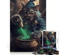 Rompecabezas difícil para Adultos Gato Mago preparando poción de 1000 Piezas Mejora la concentración Actividad Relajante Corte Suave Regalo de Invierno (50x75cm)