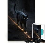 Rompecabezas difícil para Adultos Gato Negro místico con Patas Brillantes, 1000 Piezas, Think Toy, diversión Tranquila, diseño Limpio y Elegante (50x75cm)
