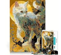 Rompecabezas difícil para Adultos Gato ornamentado en Paisaje Dorado, 1000 Piezas Juego Inteligente para el hogar Disfrute del Montaje de la Imagen Regalo Festivo (50x75cm)