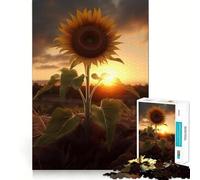Rompecabezas difícil para Adultos Girasol, Puesta de Sol, Nubes de 1000 Piezas, Juguete de lógica, vínculo Familiar, Corte de precisión, cálida Sorpresa 38x52cm