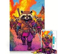 Rompecabezas difícil para Adultos Guerreros Mapache Aldea en Llamas de 1000 Piezas Mejora la Memoria, relaja la Mente, Bordes Afilados, Regalo Elegante (50x75cm)
