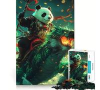 Rompecabezas difícil para Adultos Jinete Panda sobre Dragón de 1000 Piezas Juguete de Think Toy Obra de Arte de Corte Limpio y Divertido (50x75cm)
