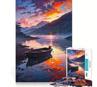 Rompecabezas difícil para Adultos Lago al Atardecer con Barco, 1000 Piezas, Juguete de lógica, vínculo Familiar, Corte de precisión, cálida Sorpresa 38x52cm