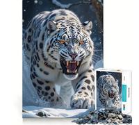 Rompecabezas difícil para Adultos: Leopardo de Las Nieves rugiendo en Invierno, 1000 Piezas Juguete Intelectual Tiempo Acogedor Corte de Calidad (38x52cm)