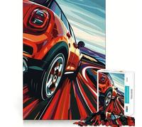Rompecabezas difícil para Adultos Mini Cooper Rojo a Toda Velocidad, 1000 Piezas, Juguete Que desafía la Mente, Entretenimiento Suave, Corte preciso, Regalo Memorable (38x26cm)