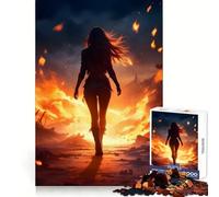 Rompecabezas difícil para Adultos Mujer Caminando Entre el Fuego, 1000 Piezas Mejora la Memoria Tiempo Bien invertido Bordes limpios (38x26cm)