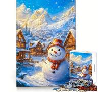 Rompecabezas difícil para Adultos Muñeco de Nieve en un país de Las Maravillas Invernal de 1000 Piezas Mejora la Memoria, relaja la Mente, Bordes Afilados, Regalo Elegante (50x75cm)