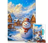 Rompecabezas difícil para Adultos Muñeco de Nieve en un país de Las Maravillas Invernal de 1000 Piezas Mejora la Memoria, relaja la Mente, Bordes Afilados, Regalo Elegante (50x75cm)