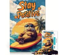 Rompecabezas difícil para Adultos Nutria surfeando con vibras positivas en Verano, 1000 Piezas, con Memoria, fácil de armar, Ideal para el Ocio Regalo artístico (50x75cm)