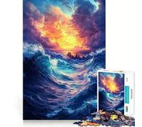Rompecabezas difícil para Adultos Océano, Cielo tormentoso y Ciudad, 1000 Piezas Juego Inteligente para el hogar Disfrute del Montaje de la Imagen Regalo Festivo (50x75cm)