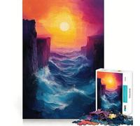 Rompecabezas difícil para Adultos Olas del océano Entre acantilados al Atardecer, 1000 Piezas, Juguete de lógica sólida, diversión Sencilla, Corte de precisión, (50x75cm)