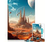 Rompecabezas difícil para Adultos: Paisaje Urbano de Marte, Planeta Rojo, 1000 Piezas Juguete de lógica Fina Divertido y Relajante Bordes limpios Regalo Original (38x26cm)