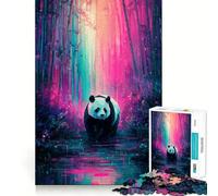 Rompecabezas difícil para Adultos Panda en un Colorido Bosque de bambú, 1000 Piezas, con Sistema de Memoria, fácil de armar, Ideal para el Ocio Regalo artístico (38x26cm)