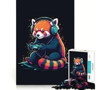 Rompecabezas difícil para Adultos Panda Rojo Gamer con Auriculares, 1000 Piezas, Juguete de lógica Pura, Actividad para el hogar, Corte Limpio, Regalo Encantador (38x26cm)