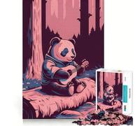 Rompecabezas difícil para Adultos Panda Tocando la Guitarra en el Bosque, 1000 Piezas, Think Toy, diversión Tranquila, Corte Limpio, Pieza de Arte Fino (38x26cm)