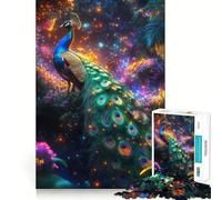 Rompecabezas difícil para Adultos Pavo Real en un Bosque de ensueño, 1000 Piezas, Juguete de lógica Resistente, Tiempo en Familia, Bordes Transparentes, Regalo Ideal (38x26cm)