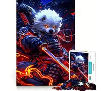 Rompecabezas difícil para Adultos: Perro Bichón Frisé Samurái con Katana, 1000 Piezas, Recall Boost Quiet Calm Smooth Cut, Regalo clásico (38x26cm)