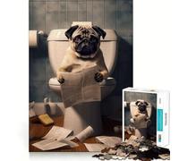 Rompecabezas difícil para Adultos Perro Carlino en el baño, 1000 Piezas, con Sistema de Memoria, fácil de armar, Ideal para el Ocio Regalo artístico (38x52cm)