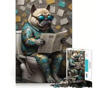 Rompecabezas difícil para Adultos Perro Carlino en el baño, 1000 Piezas, Juego Inteligente para el hogar, Disfruta del Montaje de la Imagen, Regalo Festivo (50x75cm)