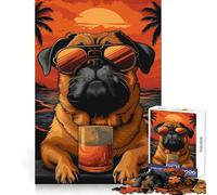Rompecabezas difícil para Adultos Pug Healing on The Beach (Un Carlino sanando en la Playa), 1000 Piezas, con Memoria, fácil de armar, Ideal para el Ocio Regalo artístico (38x52cm)
