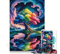 Rompecabezas difícil para Adultos Reflejo de árbol arcoíris en el Agua, 1000 Piezas, Rompecabezas Mental, Arte Relajante, (38x26cm)