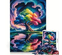 Rompecabezas difícil para Adultos Reflejo de árbol arcoíris en el Agua, 1000 Piezas, Rompecabezas Mental, Arte Relajante, (38x26cm)