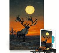Rompecabezas difícil para Adultos Reno bajo la Luna Llena de 1000 Piezas Juguete de Habilidad para Toda la Familia Diseño de Corte preciso Coleccionable (38x26cm)