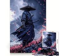 Rompecabezas difícil para Adultos Samurái en la tormenta con Flores de Cerezo de 1000 Piezas Juguete Intelectual Tiempo Acogedor Corte de Calidad (38x26cm)