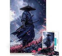 Rompecabezas difícil para Adultos Samurái en la tormenta con Flores de Cerezo de 1000 Piezas Juguete Intelectual Tiempo Acogedor Corte de Calidad (38x26cm)