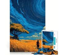 Rompecabezas difícil para Adultos: Samurái en un Campo bajo un Cielo arremolinado, 1000 Piezas Juguete de lógica Fina, Divertido y Relajante Bordes limpios Regalo Original (38x26cm)