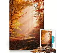 Rompecabezas difícil para Adultos Sendero en el Bosque Dorado de otoño de 1000 Piezas Juguete Que desafía la Mente Ocio Suave Corte preciso Regalo Memorable (50x75cm)