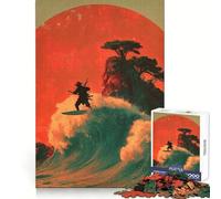 Rompecabezas difícil para Adultos: Surfista samurái en una Ola, 1000 Piezas, Juego de Habilidad, Tiempo en Familia, Arte de Corte preciso, Coleccionable (38x26cm)