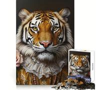 Rompecabezas difícil para Adultos Tigre con Atuendo Real de 1000 Piezas Mejora la Memoria, Calma y evasión Bordes Ajustados 50x75cm
