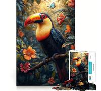 Rompecabezas difícil para Adultos Tucán en un paraíso Tropical de 1000 Piezas Mejora la Memoria, Calma y Escape Bordes Ajustados 50x75cm