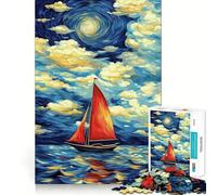 Rompecabezas difícil para Adultos Velero bajo un Cielo arremolinado de 1000 Piezas Ideal para Relajarse y desconectar Diseño clásico y Relajante (50x75cm)