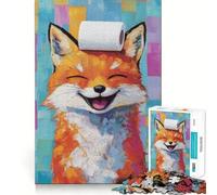 Rompecabezas difícil para Adultos Zorro Sonriente con Papel higiénico 1000 Piezas Juguete de lógica Vínculo Familiar Corte de precisión Sorpresa cálida 38x26cm