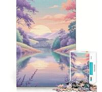 Rompecabezas difícil Pastel Lake Serenity para Adultos, 1000 Piezas, Memory Lift, fácil de armar, Ideal para el Ocio, Regalo artístico (50x75cm)