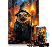 Rompecabezas difícil Pug Wizard para Adultos, 1000 Piezas, Memory Lift, fácil de armar, Ideal para el Ocio, Regalo artístico (38x52cm)