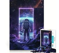 Rompecabezas difícil Purple Neon Space Portal para Adultos, 1000 Piezas, estimula la Memoria, Juego Relajante, Corte Premium, (38x52cm)