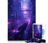Rompecabezas difícil Purple Train City para Adultos, 1000 Piezas, estimula la Memoria, Juego Relajante, Corte Premium, (38x26cm)