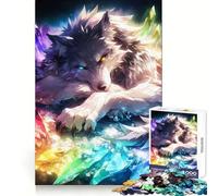 Rompecabezas difícil Rainbow Crystal Wolf para Adultos, 1000 Piezas, Juguete Que desafía la Mente, Entretenimiento Suave, Corte preciso, Regalo Memorable (38x52cm)