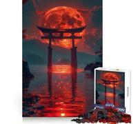 Rompecabezas difícil Red Moon Torii Gate para Adultos, 1000 Piezas, Juguete Que desafía la Mente, Entretenimiento Suave, Corte preciso, Regalo Memorable (38x26cm)
