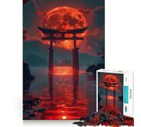 Rompecabezas difícil Red Moon Torii Gate para Adultos, 1000 Piezas, Juguete Que desafía la Mente, Entretenimiento Suave, Corte preciso, Regalo Memorable (38x26cm)