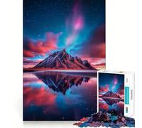 Rompecabezas difícil Reflejo de montaña bajo la Aurora Boreal para Adultos, 1000 Piezas, Juguete de lógica Resistente, Tiempo de Calidad, Bordes definidos, Regalo Ideal (50x75cm)