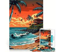 Rompecabezas difícil Retro Beach Summer Vibes para Adultos, 1000 Piezas, Recall Boost Quiet Calm Smooth Cut, Regalo clásico (50x75cm)