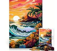 Rompecabezas difícil Retro Beach Sunset para Adultos, 1000 Piezas, Juguete de lógica Fina, diversión Tranquila, Bordes limpios, Regalo considerado (38x26cm)
