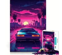 Rompecabezas difícil Retro Miami Neon Sunset para Adultos, 1000 Piezas, desafío Mental, Juguete de Ocio Suave, Corte preciso, Regalo Memorable (38x52cm)