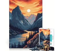 Rompecabezas difícil Retro Mountain Sunset para Adultos, 1000 Piezas, Rompecabezas Mental, Relajante, Arte, Montaje, (50x75cm)