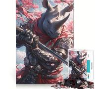 Rompecabezas difícil Rhino Samurai Warrior para Adultos, 1000 Piezas, Recall Boost Quiet Calm Smooth Cut Classic Gift (38x26cm)